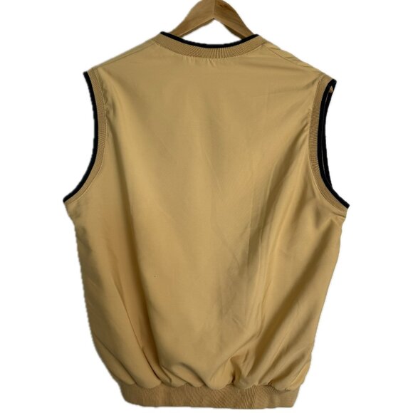 Vintage Vest Men Small Yellow Navy 90s Golf Windbreaker Embroidery Patch Grandpa - Picture 2 of 14